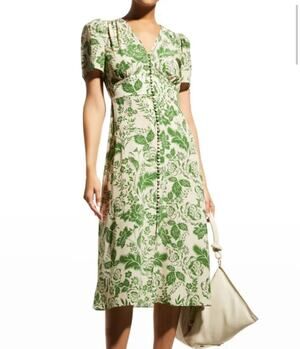 Hunter Bell Size XS Valencia Silk Dress Green Floral $545